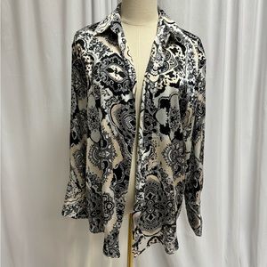 Zara Paisley Faux Silk Button Up Top